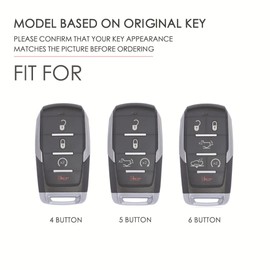 ontto Leather Car key case fit for Dodge RAM 1500 2500 3500 4500 5500 Pickup 2019 2020 2021 2022 2023 2024 Smart Key Fob Cover Keyring Accessories key shell holder keychain key bag 5 buttons Blue