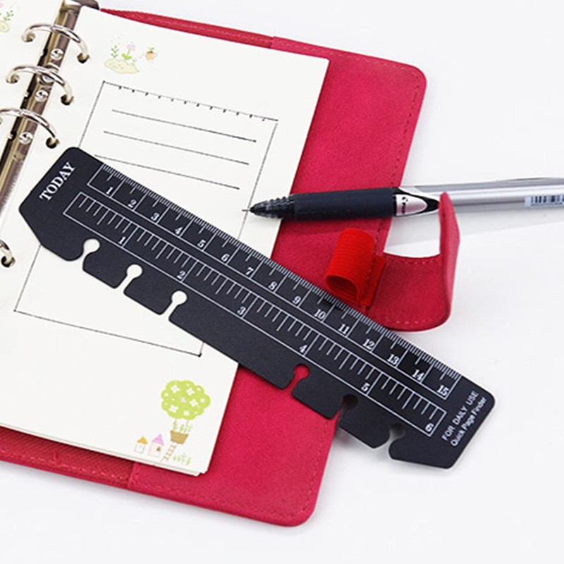 PHILSP 2 Pieces Black/Clear Plastic Page Marker Pouch Pagefinder Measuring