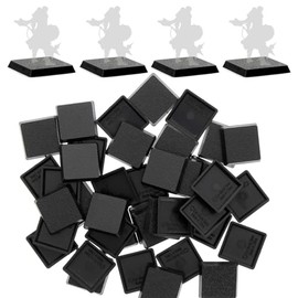 Evemodel 40 Pieces Square Model Bases Model Making Plastic Base for Sand Table War Games Table and Miniature Game (25 mm)
