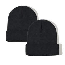 ZOORON Beanie for Women Men Winter Hats Unisex Cuffed Plain Skull Knit Hat Soft Warm Fisherman Beanies Black&Black