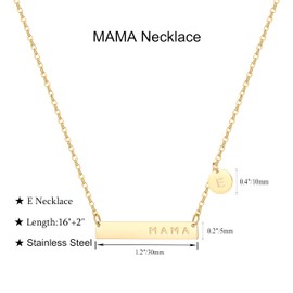 Tavuala MAMA Bar Necklace,Initial Necklace,mama necklaces for women,18K Gold Plated Mama Necklace,Mothers Day Gifts(E)