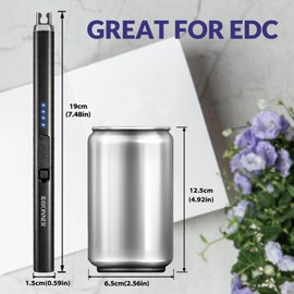 RAYONNER Candle Lighter Electric Lighter USB Lighter with Safety Switch Rechargeable Flameless Plasma (1 Pack - Black)