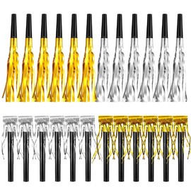 PPGGOPP Children's 24 x 2-Colour Gold Blow Trunks for Birthday Parties, Gold and Silver