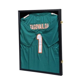 Wooden Jersey Frame Equipped with 2 Wall Hangers for Easy Vertical Wall Mount Installationcolor: Black, size: 60*80*4cm
