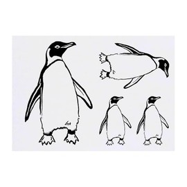 4 x 'Penguin' Temporary Tattoos - Water Resistant, Skin-Safe, Non-Toxic Transfers, Mixed Sizes (TO00075246)