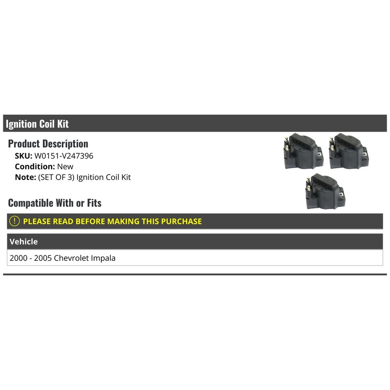 Ignition Coil Kit - 3 Piece - Compatible with 2000-2005