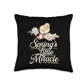 Easter Baby Chicks with Eggs Bunnies and Seasonal Decor Throw Pillow