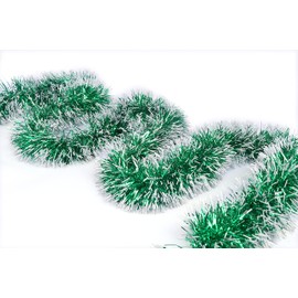 YYCRAFT Commercial Length Thick Foil Tinsel Garland White Edge Holiday Deocration 10 Yards x 3.5 Inch,Emerald Green