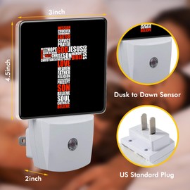 BLYKVGHQ Cross of Religious Words Night Light Plug Wall Christian Symbol Night Light with Dusk to Dawn Sensor LED Night Light for Girl Boy Women Men Home Decor,Kitchen,Bathroom,Hallway,Nursery,Stairs