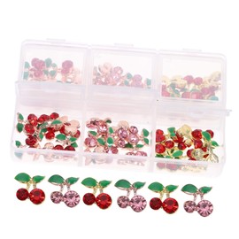 WOONEKY 60pcs Cherry Nail Art Rhinestones Gems DIY Charms for Nail Decorations Lightweight Charms for Creative Designs and Crafts