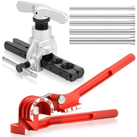 Lingvee 7 Pcs Eccentric Tubing Flaring Tool Kit 7 Dies for 3/16-3/4 inch, 3 in 1 180 Degree Tubing Bender, Spring Tube Bender Set for Pipe 1/4 5/16 3/8 1/2 and 5/8 Inch for Refrigeration Brake Line