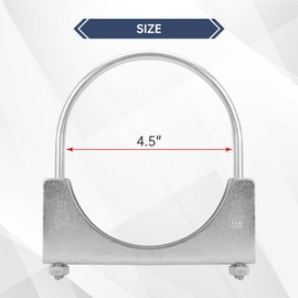 BATONECO 4.5" U Bolt Clamp, Muffler Exhaust Clamps,4-1/2 Inch Saddle Style Heavy Duty Mild Steel(2-Pack)