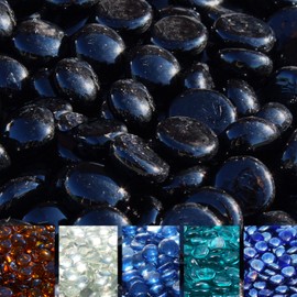 Blue Ridge Brand Fire Pit Glass Beads - Premium Tempered Fire Glass for Outdoor Fire Pits & Fire Tables - Clean Burning Fire Pit Filler (50 Pound, Black)