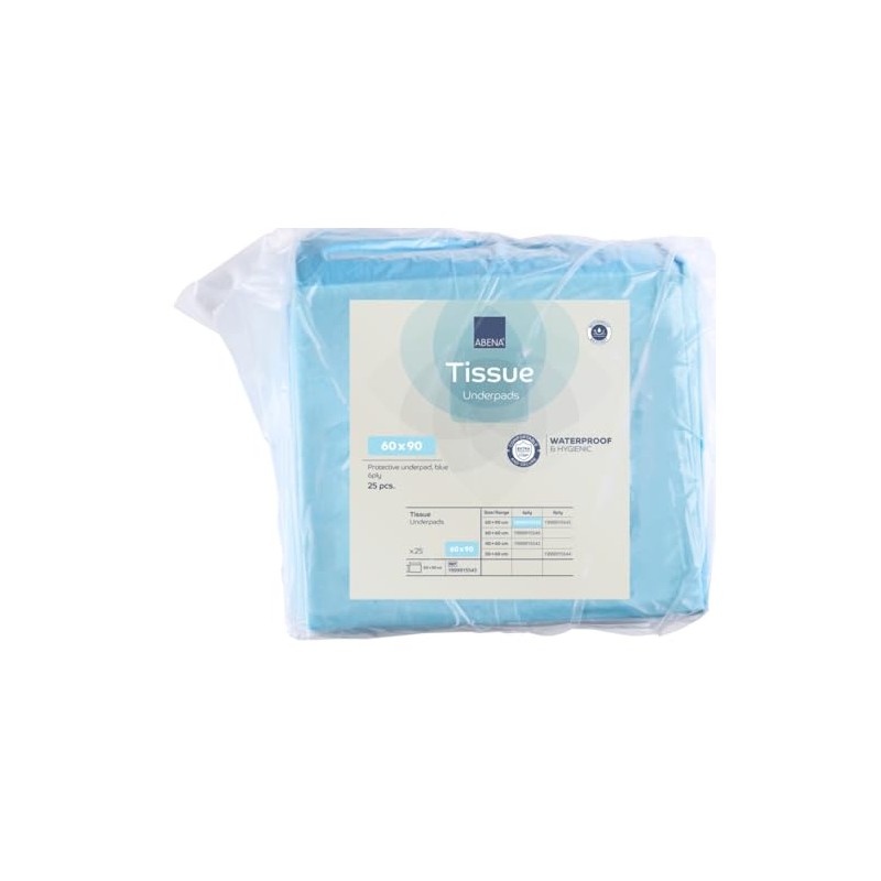 ABENA Tissue Underpads, 60 x 90cm, 650ml, Pack of 25,