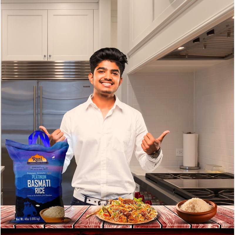 Rani Platinum White Basmati Rice Extra Long Aged 4-Pound Bag,