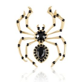 YOQUCOL Golden Spider Shape Brooch Pins for Women Black Cubic Zirconia Crystal Rhinestone Spider Shape Brooch
