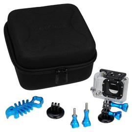 Fotodiox GoTough CamCase Double Blue Kit with Carrying Case and Metal Accessories for Two GoPro Hero Cameras - 9 Piece