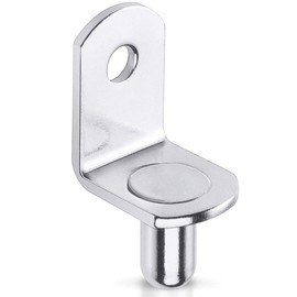 Cerpourt 40 Pcs Shelf Support Pegs,1/4 Inch Diameter Shelf Bracket Pegs with Hole,Nickel Plated L-Shaped Clips for Kitchen & Bookcase Shelf Cabinet Furniture Closet Shelf Pins Support