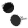 Silver Onyx Cuff Stud Button Set n02798, Brass, Onyx