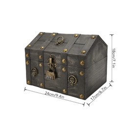 Wooden Treasure Chest Boxes Vintage Wooden Storage Box With Lock Hand Crafted Vintage Wooden Box with Mini Metal Lock for Storing Jewelry Treasure Pearl