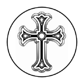 Homemade 48 Black & White Cross !!  ENVELOPE SEALS LABELS STICKERS 1.2" ROUND