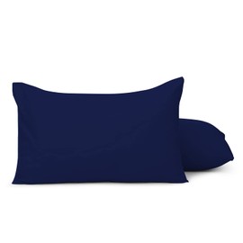 Aspire Homeware Pillow Cases 2 Pack – 100% Brushed Microfiber Navy Pillowcases Super Soft Envelope Closure Pillow Cover (50x75cm)