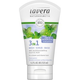 Lavera 3-in-1 Organic Mint, Silica & Salicylic Acid, Cleansing Exfoliating Mask, (4 x 125 ml)