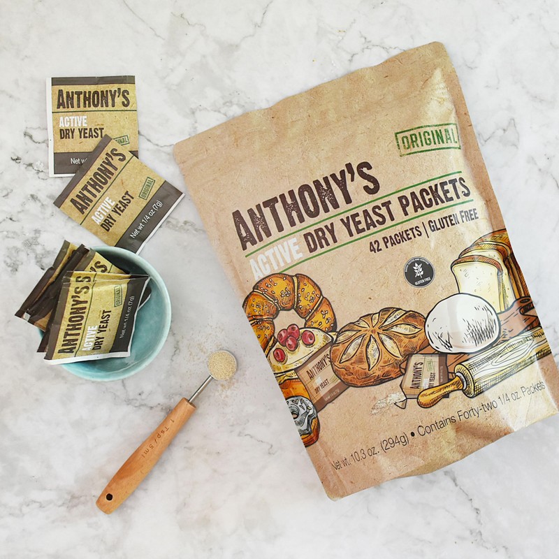 Anthony's Active Dry Yeast Packets, Contains 42 Individual Packets, Gluten