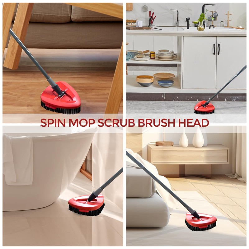Scrub Brush, 2 Pcs Spin Mop Scrub Brush Head Compatible