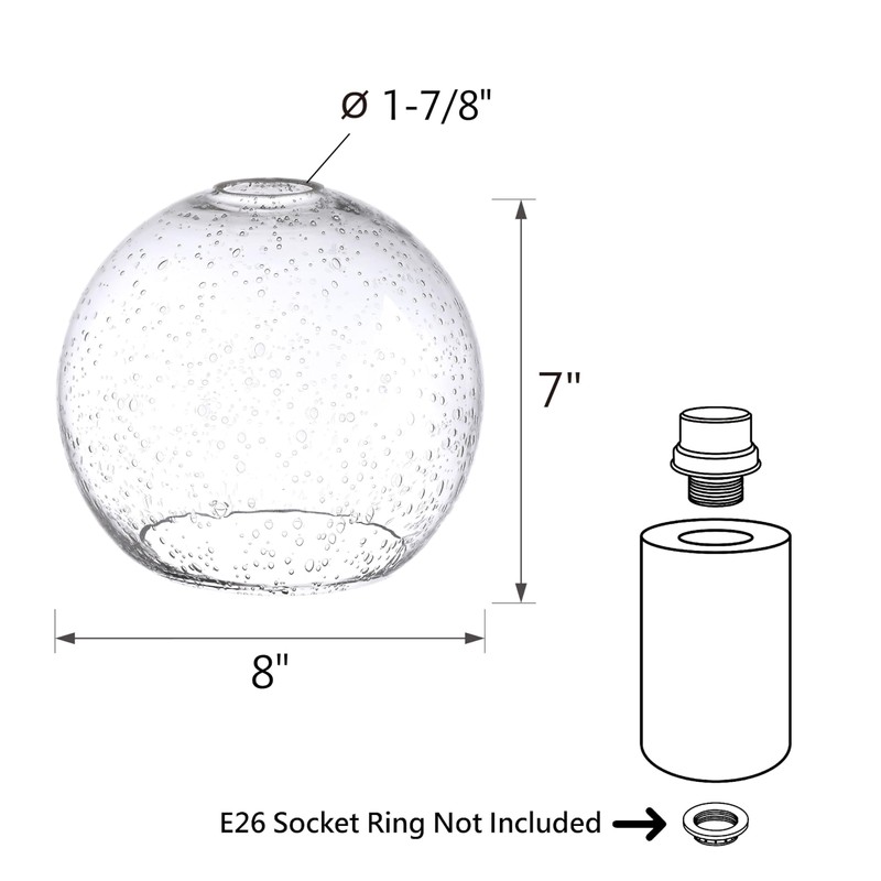 Aspen Creative 28011-61-1 Clear Seeded Glass Shade for Pendant Lights,