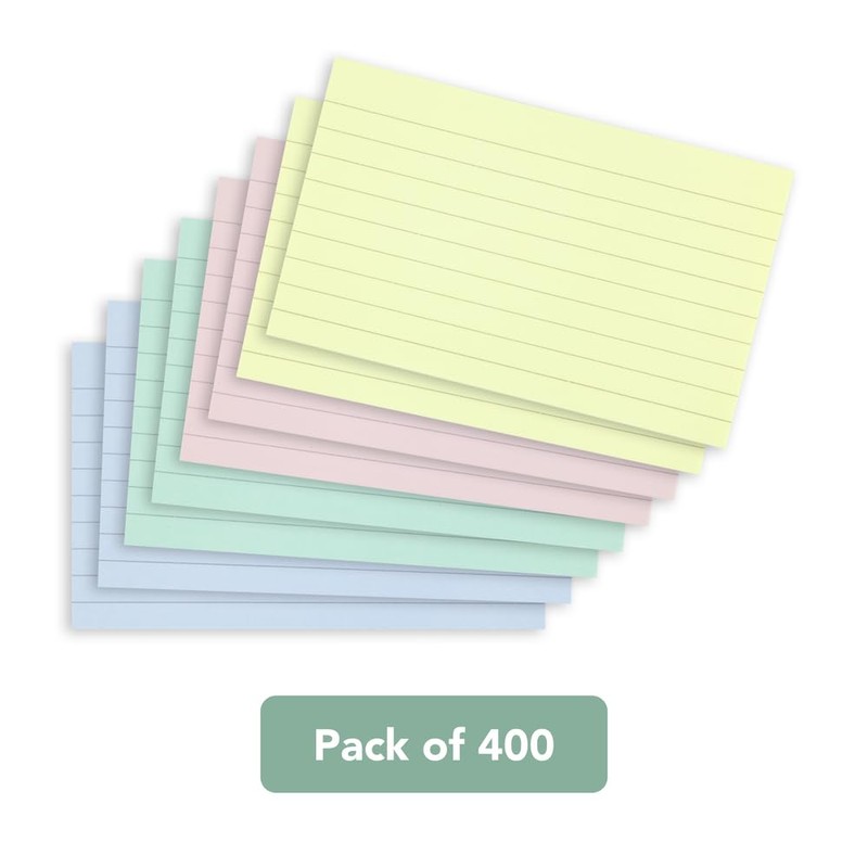 SUMMIT Flash Cards, Lined Revision Cards, Pastel Assorted, 7.5 x