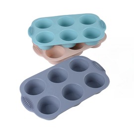YiYeraio Silicone Muffin Pan, Food Grade Silicone Cupcake Molds for Baking Muffins and Cupcakes, Non-Stick Cupcake Molds, Easy to Clean and BPA Free (3Pcs 6 cups)