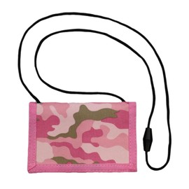 SYSYSYYASNL Children's Wallet, Neck Pouch with Chain Clip, Zip, Foldable, Triple, Children's Wallet with Lanyard, These Wallets are Suitable for Boys and Girls, pink, American