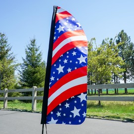 In the Breeze 4551 — 4' Heavy Duty Stars & Stripes Double Sided Feather Banner — Flag for Businesses and Events