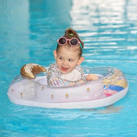 Baby Float, Foot Holder, Children's Float, Cute Rainbow Float, Baby Float, Pool or Bath, Water Play, Baby, 3 Months - 6 Years Old (Pink)