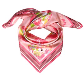 Lorenzo Cana – Luxury Scarf, Silk Scarf Silk Scarf Towel 70 x 70 cm 100% Pure Silk Blue Yellow Pink Turquoise Apricot Ladies Nicky Neckerchief Collar Scarf – 89038