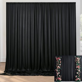 Black Backdrop Curtains for Party Background, Wrinkle Free Black Photo Curtains Backdrop Drapes 2 Panels Back Drop Cloth for Wedding Birthday Graduation Photography Party Studio Decor,10ftx10ft