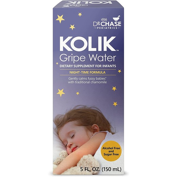 Dr. Chase Kolik Night-Time Gripe Water - Colic Relief with Calming Chamomile for Babies & Infants - Baby Gas Relief for Stomach Discomfort & Hiccups - Newborn Essentials - Alcohol-Free 5 fl. oz.