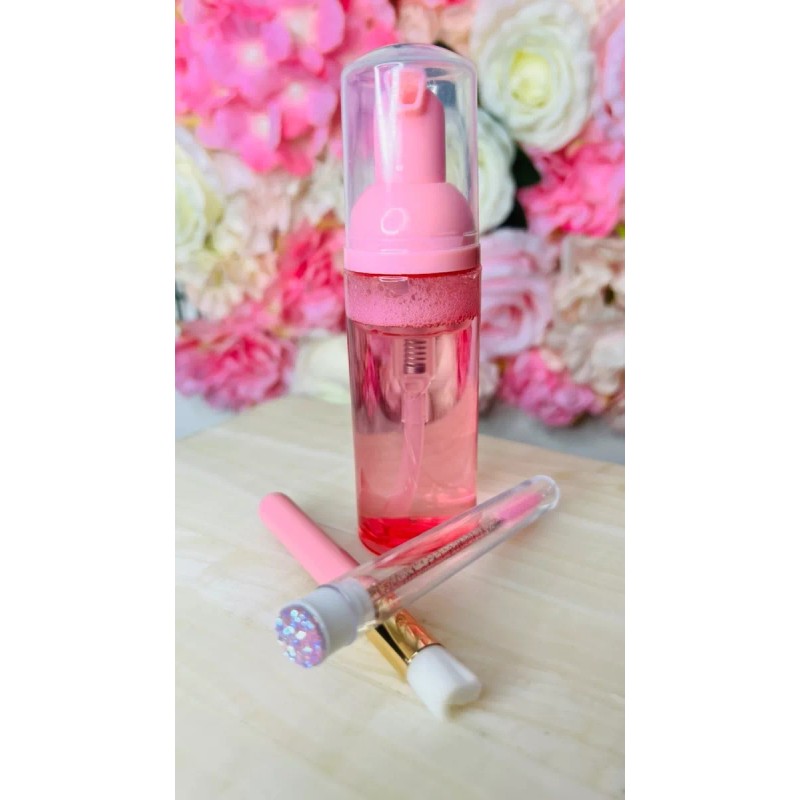Kit de limpieza rosa Lash Shampoo Kit De Limpieza Extensión