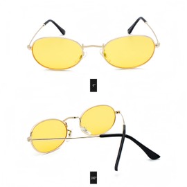 WDZAYXC Fashion Oval Sunglasses for Men and Women Lightweight Metal Frame Glasses, Gold/Yellow