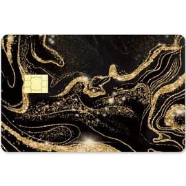 CREATCABIN Black-Golden Quicksand Card Skin Sticker, Debit Credit Card Skins, Bank Card Protection Sticker, Waterproof, No Bubbles, Slim for EBT Transport, Key Card, 186 x 137 mm