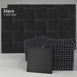 Durable Acoustic Audio Visual Accessories Noise Reduction Soft Foam Panels Black 1x12x12 Inches for Audio and Video Room Noise Reduction Studio, Soft Foam Panels for Walls, Suitable for Live Broadcast Audio and Video Room Recording Room:_Black_36PCS