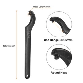 sourcing map C Hook Spanner Wrench, 30-32mm C Pin Motorcycle Shock Nut Chrome Vanadium Spanner Wrench Tool with 4mm Round Head for Machine, Vehicles, Mechanical