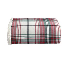 Eddie Bauer - Throw Blanket, Cotton Flannel Home Decor, All Season Reversible Sherpa Bedding (Montlake Plaid Red, Throw)