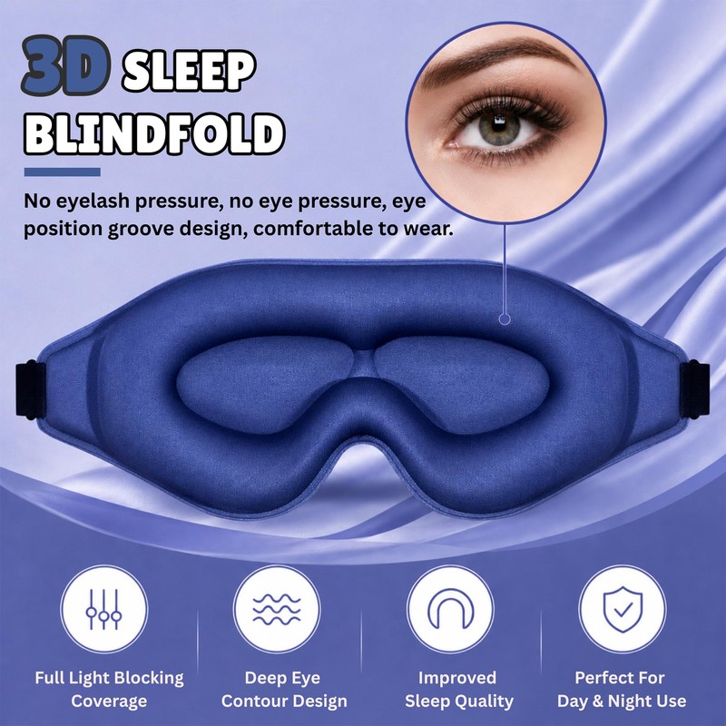 iMate 3D Blackout Eye Mask for Sleeping, Contoured Light Blocking