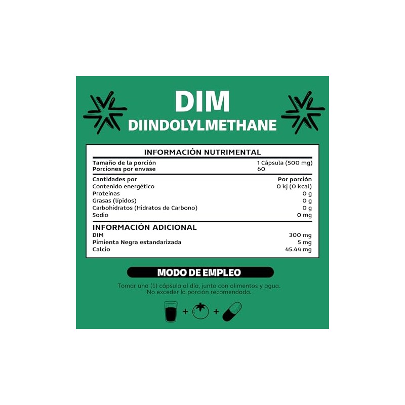 Beyond Vitamins Dim Suplemento 300 Diindolilmetano Avanzado Piperina Cápsulas Vegetales
