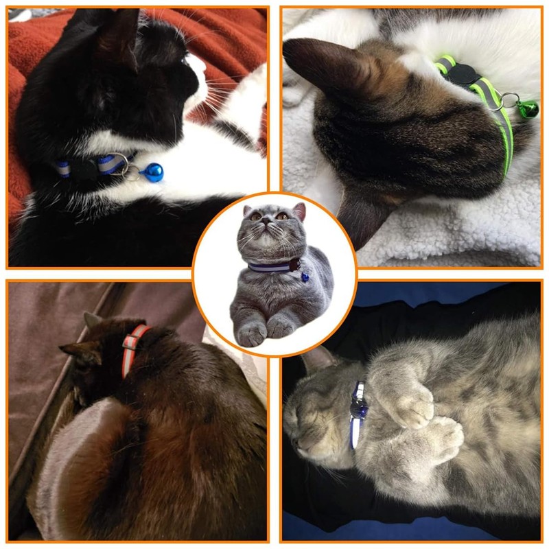 PLABBDPL Pack of 12 Cat Collar with Safety Clasp, Reflective,