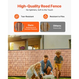 VEVOR Reed Fencing Roll,5.5x16.4 Ft Natural Reed Screen Curtain, Bamboo Privacy Panel, Sun Blocking, Decorative Garden Fencing Divider for Outdoor Backyard Patio Balcony, Brown