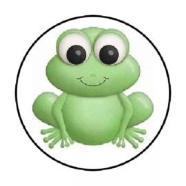 Homemade 48 CUTE FROG #4 ENVELOPE SEALS LABELS STICKERS 1.2" ROUND