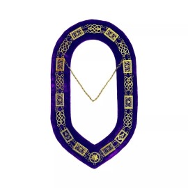 MASONIC GRAND LODGE Golden Chain Collars Set Of 3 Purple - Blue - Red